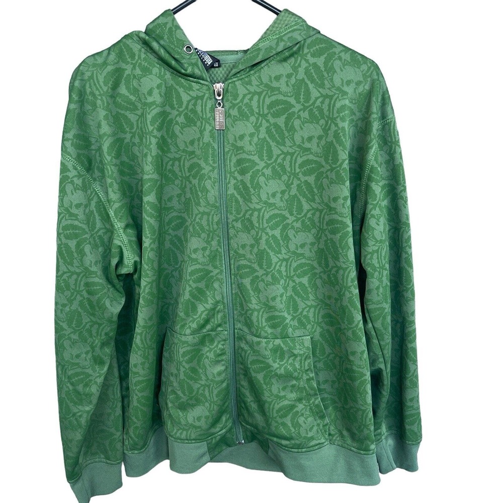 Fifty 24SF Gallery Sweater Adult Medium Green Skull Full Zip Hoodie‎